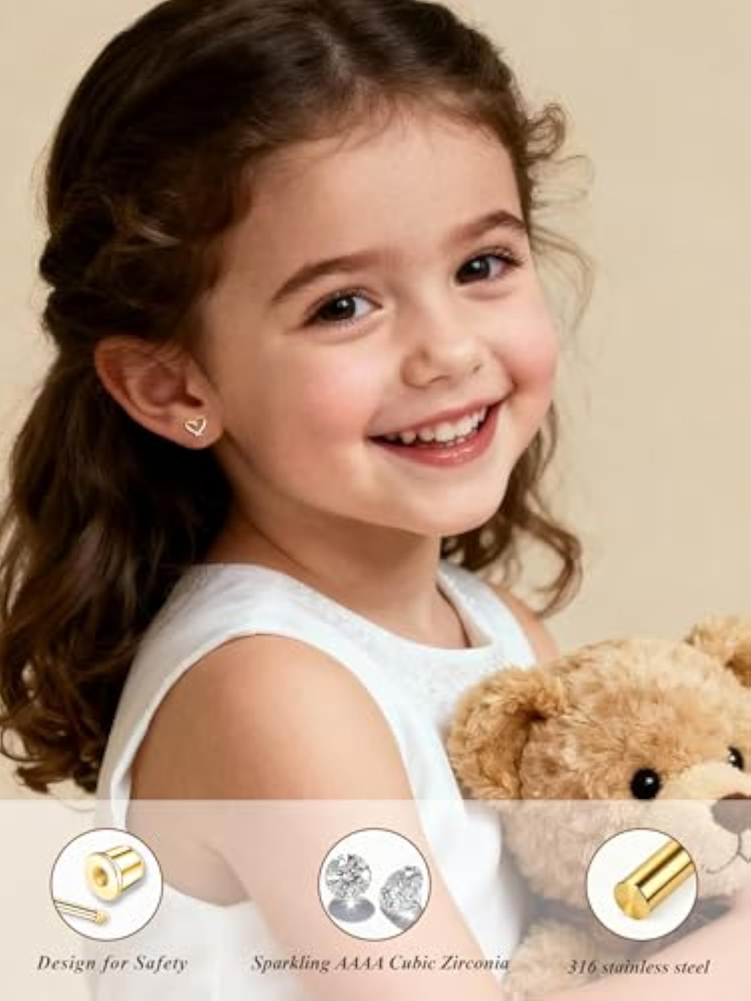 Hypoallergenic Surgical Stainless Steel Earrings Set for Girls